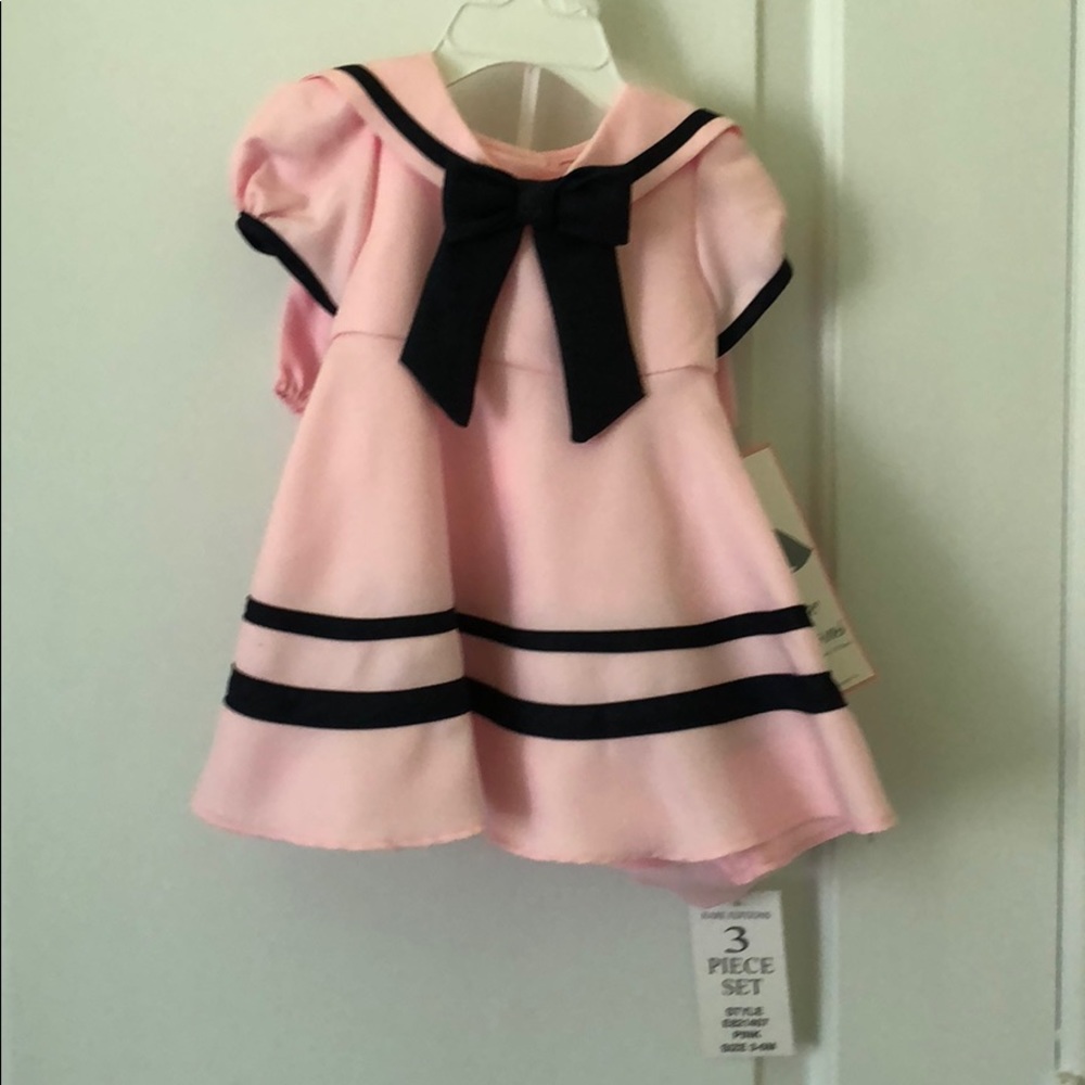 Pink/navy blue infant dress